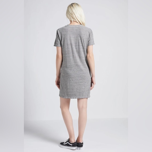 Current Elliott The Beatnik Racer Stripe Gray White Short Sleeve Dress Size 0/XS - Picture 2 of 10
